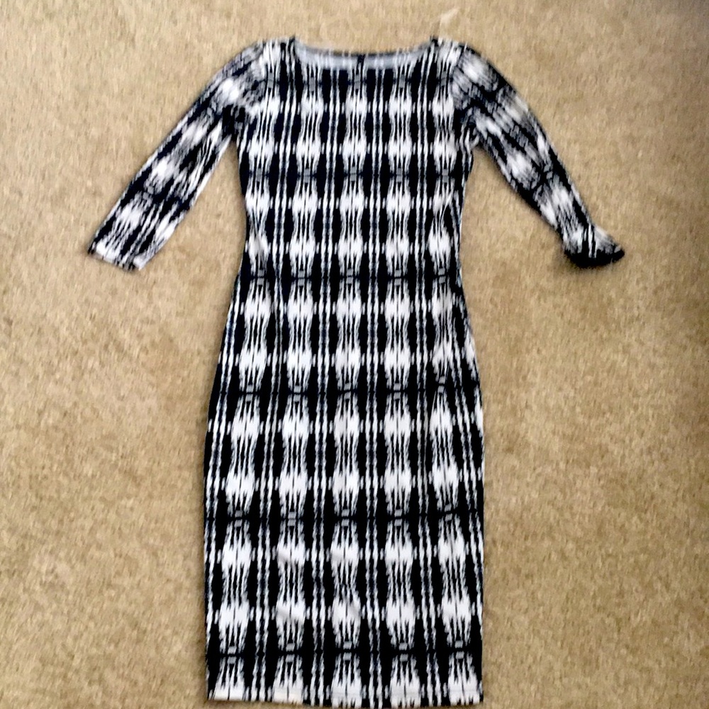 Black and white fitted dress
